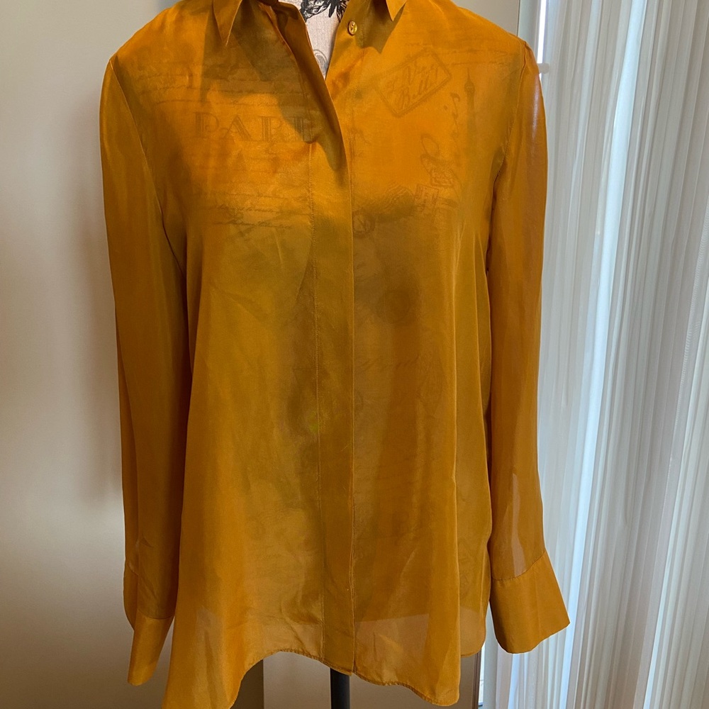 Massimo Dutti in Amber Gold 100% silk  blouse